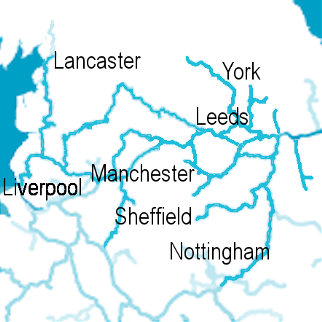 Northern England map